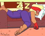 1girl barefoot blonde_hair carol_kincaid cartoon_network closed_eyes feet female_only foot_fetish jumpsuit milf mr._chase_comix ok_k.o.!_let's_be_heroes red_gloves red_headband sleeping soles