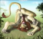 anus ass autofellatio cum erection feline fellatio grass lion male masturbation oral oral_sex original paws penis raised_tail solo spreading tail testicles tongue zen zen_(artist)