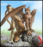 1_anthro 1_human 2007 2_boys 2_males 4_fingers 4_toes 5_fingers anal anal_penetration anthro avian beak bent_over brown_eyes brown_hair closed_eyes duo erection eyes_open feathered_wings gryphon hair human human/anthro human_on_anthro interspecies looking_back male male/male male_anthro male_human male_only multiple_boys open_mouth outdoors penetration penis raised_tail sex shild short_hair standing tail testicles wings yaoi zen zen_(artist)