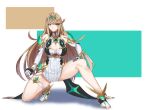 alluring blonde_hair crouching gold_eyes insanely_hot mrnn_(pixiv_id_3231011) mythra mythra_(xenoblade) nintendo voluptuous xenoblade_(series) xenoblade_chronicles_2