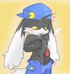  blush cum ejaculation eyebrows furry hat heart klonoa male male_only multiple_hearts open_mouth pac-man pac-man_(character) pac-man_(series) penis yellow_eyes 