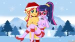  2_girls christmas equestria_girls humanized jakepixels my_little_pony older older_female sci-twi snow sunset_shimmer twilight_sparkle young_adult young_adult_female young_adult_woman yuri 