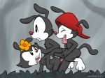 1girl 2boys 8horns animaniacs brother_and_sister dot_warner incest siblings threesome wakko_warner warner_brothers yakko_warner