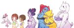 2d 2d_(artwork) 2humans 7girls airplane alphys anthro arachnid big_breasts blue_body blue_skin blush bra breast_size_difference breasts brown_hair chara chara_(undertale) chubby chubby_anthro chubby_female comparison digital_media_(artwork) dinosaur dinosaur_girl female female_anthro female_chara female_frisk female_human female_only fish fish_girl frisk frisk_(undertale) goat goat_girl height_difference human implied_bottomless larger_anthro larger_female lingerie lizard lizard_girl medium_breasts monster monster_girl muffet multiple_arms multiple_girls plane polka_dot_bra purple_body purple_skin red_hair reptile reptile_girl scalie scalie_female short_hair short_ponytail size_comparison size_difference smaller_female smaller_human smiling spider spider_girl striped_bra tail toriel tsunderplane undertale undertale_(series) underwear undyne video_game_character video_games white_background white_fur yellow_body yellow_skin yugaiga