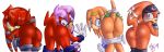 akito_yagami anthro back blue_eyes breasts butt echidna female furry glasses gloves hair lara-su lien-da long_hair long_purple_hair looking_at_viewer looking_back looking_over_shoulder mooning orange_hair purple_eyes purple_hair pussy red red_hair sega shade_the_echidna sideboob sonic_(series) tikal_the_echidna upskirt yellow_eyes