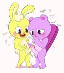 <3 <3_eyes anthro beaver big_penis blush bodily_fluids comparing comparing_penis cuddles_(htf) dripping duo embarrassed embarrassed_nude_male foreskin freckles frottage genital_fluids genitals happy_tree_friends lagomorph leaking_precum leporid male male/male mammal penis penis_size_comparison penis_size_difference precum precum_drip rabbit rodent sex sweat tail toony toothy toothy_(htf) trolley_cat