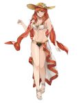  1girl 1girl 1girl alluring beach bikini celica_(fire_emblem) fire_emblem fire_emblem_echoes:_shadows_of_valentia fire_emblem_gaiden kamu_(kamuuei) kamuuei long_hair medium_breasts orange_eyes orange_hair smile standing straw_hat summer swimsuit 