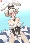 1girl absurd_res alluring alternate_costume alternate_hairstyle animal_ears bicute_bunnies_miku bicute_bunnies_miku_(cosplay) big_breasts blush breasts bunny_ears bunny_girl bunnysuit cleavage collar corrin_(fire_emblem) corrin_(fire_emblem)_(female) cosplay double_bun egg fang female_only fire_emblem fire_emblem_fates fishnet_legwear fishnets gloves hair_ornament hairband high_res long_hair nintendo pantyhose patreon_logo playboy_bunny pointy_ears rabbit_ears raydango red_eyes ribbon signature solo_female white_hair white_legwear