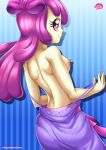 1girl apple_bloom apple_bloom_(eg) bbmbbf breasts cute equestria_girls equestria_untamed female long_hair looking_at_viewer looking_back my_little_pony nipples no_bra palcomix pink_eyes pink_hair smile topless undressing