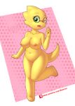 1girl 2d 2d_(artwork) 3_toes 4_fingers absurd_res alphys alphys_(undertale) anthro anthro_only artist_name breasts buckteeth chubby chubby_anthro chubby_female cute digital_media_(artwork) dinosaur dinosaur_girl eyewear female female_anthro female_only full_body glasses glasses_only green_eyes high_res lizard lizard_girl looking_at_viewer monster monster_girl nipples non-mammal_breasts non-mammal_nipples nude nude_anthro nude_female one_eye_closed patreon_username pixiv pixiv_id_36959798 rainven reptile reptile_girl scalie scalie_female simple_background solo solo_female tail teeth third-party_source undertale undertale_(series) video_game_character video_games yellow_body yellow_skin