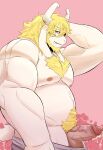 1boy 2d 2d_(artwork) anthro anthro_only asgore_dreemurr balls bara blonde_hair chubby chubby_male dad_bod deltarune digital_media_(artwork) dilf erection facial_hair furry furry_male furry_only genitals goat goat_boy goat_horns hairy horns male male_anthro male_only mammal muscles overweight overweight_male penis pink_background pkylblu precum simple_background solo solo_anthro solo_male testicles undertale undertale_(series) veiny_penis video_game_character video_game_franchise video_games white_fur