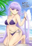  1girl 1girl 1girl absurd_res absurdly_long_hair alluring alternate_costume beach big_breasts bikini blue_sky blush breasts cleavage cloud cloudy_sky collarbone commission day fire_emblem fire_emblem:_the_binding_blade high_res highleg long_hair midriff navel nintendo outside purple_bikini purple_eyes purple_hair purple_swimsuit signature skeb_commission sky smile sophia_(fire_emblem) sunlight swimsuit very_long_hair white_swimsuit yukia_(firstaid0) 