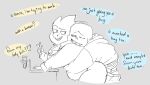 1boy 1boy1girl 1girl 1girl1boy 2017 alphys animated_skeleton anthro breast_grab clothed dinosaur dinosaur_girl duo english_text female_anthro from_behind grabbing_breasts grabbing_from_behind hetero holding_object holding_pencil hoodie hugged_from_behind hugging hugging_from_behind implied_erect_penis implied_erection lab_coat labcoat lameandashamed lizard lizard_girl male male/female monochrome monster monster_girl pencil reptile reptile_girl salphys sans sans_(undertale) sansphys scalie scalie_female skeleton straight test_tube text undead undertale undertale_(series)