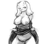 1:1 1:1_aspect_ratio 1girl 2016 anthro black_and_white boss_monster breasts caprine dress_lift female_anthro female_only flashing flashing_breasts flashing_pussy goat lumineko mammal milf monochrome monster monster_girl nipples parent pussy sketch solo_anthro solo_female toriel undertale undertale_(series) video_games