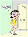 ass big_ass black_hair blue_eyes lipstick manuel_hogflogger ms._keane powerpuff_girls shower slippers solo towel