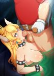 big_breasts blonde_hair blue_eyes bowsette dark-skinned_male deepthroat erect_nipples fellatio hetero horns large_breasts mario mario_(series) neocoill one_breast_out_of_clothes oral pointy_ears sucking_penis super_mario_bros. testicle uncensored