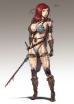  2009 azrael_(artist) big_breasts blood dynamite_comics niicko red_hair red_sonja red_sonja_(comics) scalemail_bikini sword weapon 