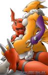  digimon digimon_tamers eisen_(artist) furry guilmon karabiner renamon sideboob testicle 