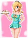  1girl alluring blonde_hair breasts cake chiko_(mario) crown earring earrings female_only food green_eyes hair_over_one_eye jewelry long_hair nail_polish nintendo open_mouth panties pantyshot pastry princess_rosalina sigurd_hosenfeld sigurdhosenfeld skirt solo super_mario_bros. super_mario_galaxy tiara underwear upskirt white_panties 