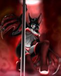 bat dancing female glasses high_heels high_res stripper_pole tinintri_(artist)