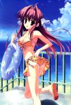 ass bikini clear floating_tire long_hair midriff mitha purple_eyes purple_hair tsukimura_miki