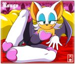 animal_ears bed cleavage furry lying nagano_tenzen rouge_the_bat smile solo sonic sonic_the_hedgehog tenzen wings