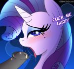 1boy 1girl 2019 artist_name blue_eyes blush english_text erection female female_unicorn friendship_is_magic hasbro horn imminent_fellatio imminent_oral lennon_black looking_at_viewer male male/female my_little_pony open_mouth penis pony rarity rarity_(mlp) saliva tongue_out unicorn