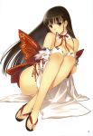 1girl botan_nabe bow breasts brown_eyes brown_hair choker cleavage copyright_request detached_sleeves feet highres legs long_legs mouth_hold panties pantyshot red_eyes ribbon ribbons sandals solo taka_tony taka_tony_(artist) takayuki_tanaka takayuki_tanaka_(artist) tanaka_takayuki tanaka_takayuki_(artist) toes tony_taka tony_taka_(artist) underwear