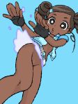 blonde_hair blue_eyes bob_cut bubbles_(ppgz) dark-skinned_female magical_girl miyako_gotokuji powerpuff_girls_z race_change tied_hair twintails