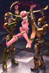  3girls blindfold boots capcom highres latex leotard multiple_girls robot robots rockman rockman_exe roll.exe roll_exe s_zenith_lee s_zenith_lee_(artist) you_gonna_get_raped 