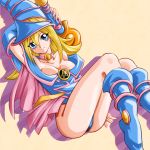 1girl ashi_ura blonde_hair blue_eyes blush boots breasts choker cleavage dark_magician_girl duel_monster fingernails hat helm helmet long_fingernails magician nail_polish shadow solo staff wand yu-gi-oh! yuu-gi-ou yuu-gi-ou_duel_monsters