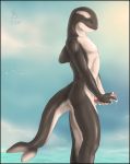 cetacean erection male marine masturbation nude orca penis precum seaside solo standing tail testicles water zen zen_(artist)