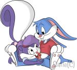 buster_bunny fellatio fifi_la_fume oral satie satie_(artist) testicle_grab tiny_toon_adventures