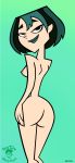  ass bigtyme bk7socko black_eyes black_hair breasts cartoon_network dyed_hair erect_nipples goth green_hair gwen_(tdi) hourglass_figure nipples nude pale-skinned_female sideboob solo thick_ass thick_legs thick_thighs total_drama_island two_tone_hair wasp_waist 