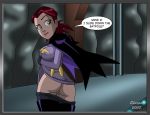  2008 ass barbara_gordon batgirl brown_eyes dc erect_nipples no_panties pussy red_hair sharpie_(artist) the_batman uncensored 