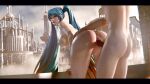 1boy 1girl ahegao big_breasts big_penis blue_eyes blue_hair bouncing_ass bouncing_breasts bubble_butt doggy_position from_behind league_of_legends looking_at_viewer moaning nsfwmegaera sona sona_(league_of_legends) sona_buvelle thick_thighs vaginal_penetration