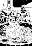  2boys 2girls batman batman_(series) big_breasts dc_comics green_lantern hawkgirl john_stewart justice_hentai_bonus justice_league_unlimited mud_wrestling nude_female vixen_(dc) watching 