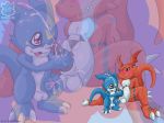   cum digimon yaoi guilmon male penis raukue red_eyes veemon yellow_eyes  