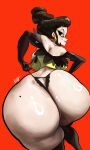  big_breasts black_eyes black_hair dat_ass earrings gigantic_breasts josephine_clench looking_back noblood samurai_jack smirk 