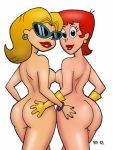 2_girls ass_grab bosom_buddies breast_press breasts dexter's_laboratory dexter's_mom duo female_only hair neighbor_lady nude rocketdave sunglasses yuri