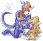  agumon anal digimon fellatio flamedramon oral threesome veemon yaoi 