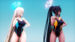  2girls 3d animated blue_archive dancing dark-skinned_female webm 