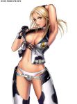  1girl armpit armpits blonde_hair blue_eyes breasts chaps choker cleavage cowboy_shot dixie_clemets female konami large_breasts long_hair midriff panties rumble_roses ryu_(artist) ryu_(ryu's_former_site) solo standing underwear western 