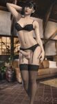  1futa 3d futa_only futanari garter_belt lace lingerie original skykliker small_breasts small_penis solo_futa source_request stockings 