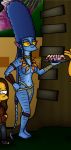 alien avatar avatar_(movie) blue_hair blue_skin breasts brown_hair cosplay female female_alien female_na'vi fireworks food james_cameron's_avatar marge_simpson na'vi neytiri smile tail the_simpsons western_cartoon yellow_eyes