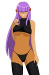  1girl big_breasts breasts capcom dark-skinned_female dark_skin female_only hair_over_eyes layer_(rockman_x) long_hair mega_man mega_man_x megaman pervyangel purple_hair rockman rockman_x shitapai solo_female thong under_boob 