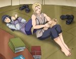 ass barefoot blonde_hair bondage book breasts feet foot hair hinata_hyuuga lipstick lost1zero muscle nail_polish naruto naruto_shippuden shoes tickle tickling tsunade