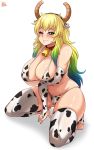 1girl big_breasts bikini bikini_top breasts cameltoe cow_bell cow_bikini cow_print cow_print_bikini cowkini female_only huge_breasts jmg kobayashi-san_chi_no_maidragon miss_kobayashi's_dragon_maid quetzalcoatl_(dragon_maid) solo_female swimsuit