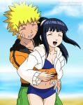 beach hinata_hyuuga naruto naruto_uzumaki tickle tickling_tickle_tickled wateremi_(artist)