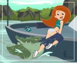 2009 alligator blush boat disney embarrassing kim_possible kimberly_ann_possible long_hair looking_back orange_hair panties underwear wardrobe_malfunction